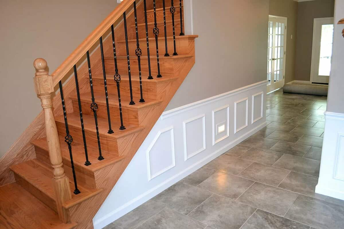  how to install tile on stair landing with rounded edge 